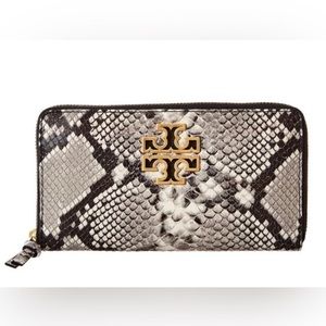 Tory Burch Britten Zip Continental Wallet Snake Skin